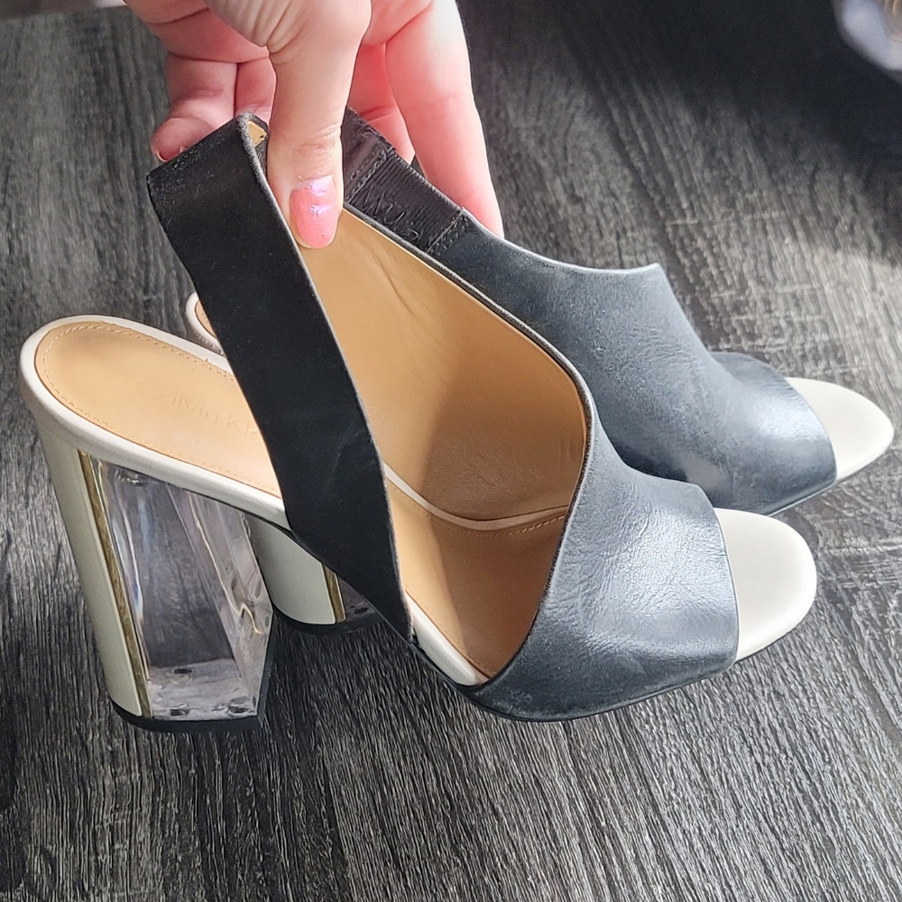 Calvin Klein linnette luxor clear block heels